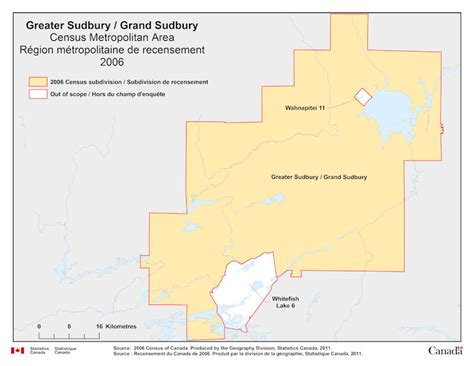 Geographical map of 2006 Census Metropolitan Area of Greater Sudbury ...