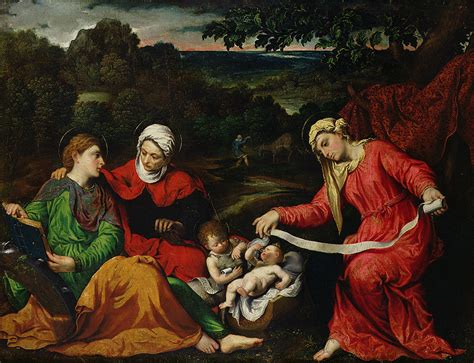 Rest On The Flight Into Egypt Painting by Paris Bordone