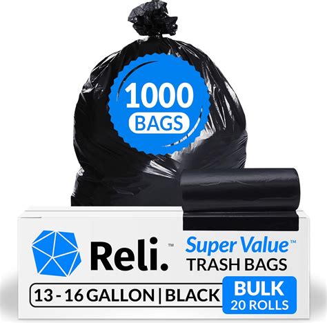 Buy Reli. 13 Gallon Trash Bags, Black (1000 Count Bulk) Tall Kitchen Garbage Bags 13 Gallon - 16 ...