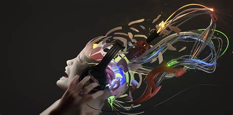 Wallpaper : colorful, illustration, cyberpunk, 3D, music, CGI, robotic, technology, light ...