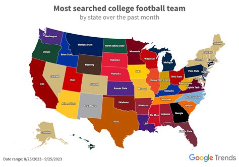 Football Teams By State Map - Gillie Donnamarie