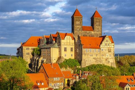 Quedlinburg Castle at Sunset, Germany Stock Image - Image of landmark ...