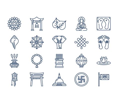 Buddhism religion symbol icon set 12166814 Vector Art at Vecteezy