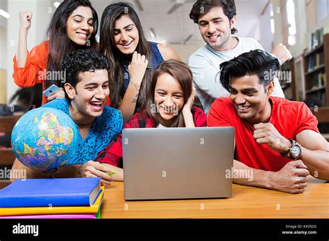 Indian Group College Students Laptop Study In Classroom Education Learning Stock Photo - Alamy