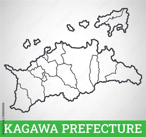 Simple outline map of Kagawa Prefecture, Japan. Vector graphic ...