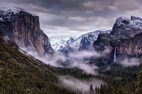 usa, California, Yosemite, Landscapes, Clouds, Nature, Mountains, Forest, Snow, Winter ...