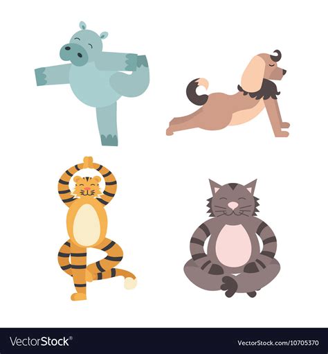 Fun animals yoga pose Royalty Free Vector Image