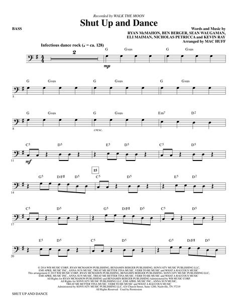 Shut Up and Dance - Bass sheet music by Mac Huff (Choral Instrumental Pak – 343917)