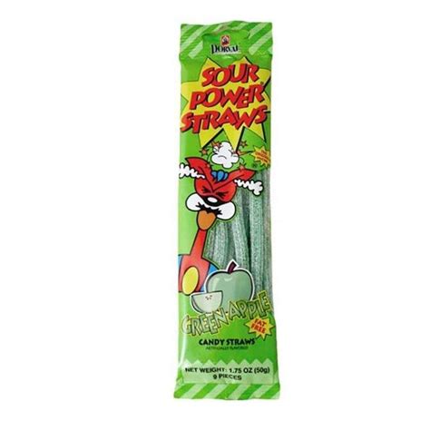 Sour Power Straws Green Apple 50g | American Candy Store Australia