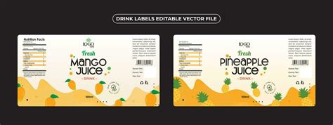 Mango Juice Label Design, Pineapple Juice Label Design, Drink label ...