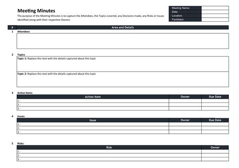 Meeting Minutes Excel Template