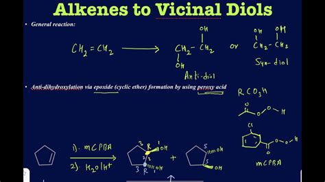 Formation of vicinal diols from alkenes. Anti and syn diols - YouTube