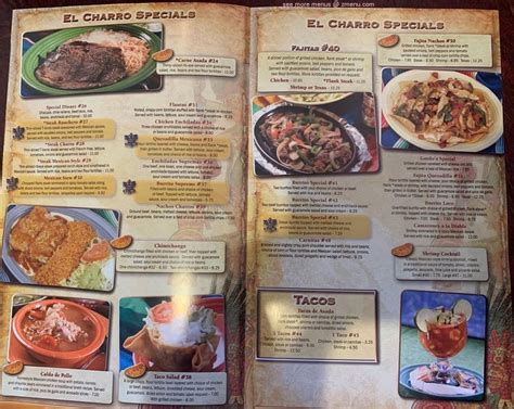 Menu at El Charro restaurant, Griffin