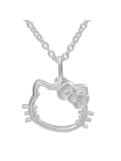 Hello Kitty Silhouette Sterling Silver Necklace 18 925 - Walmart.com