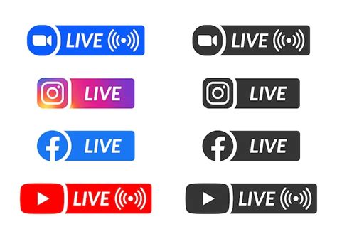 Premium Vector | Streaming live social media badge set zoom instagram facebook youtube icon logo