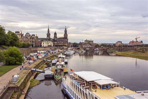 Dresden City and Augustus Bridge Panorama at Elbe River, Dresden, Saxony, Germany Editorial ...