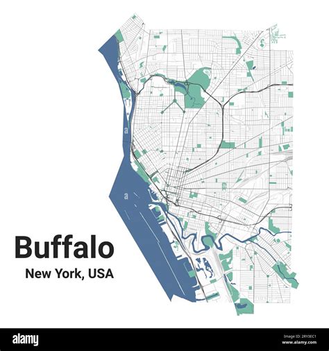 Buffalo map, New York, American city. Municipal administrative area map ...