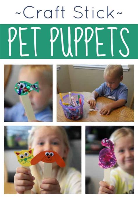 Craft Stick Pet Puppets for Kids - Toddler Approved