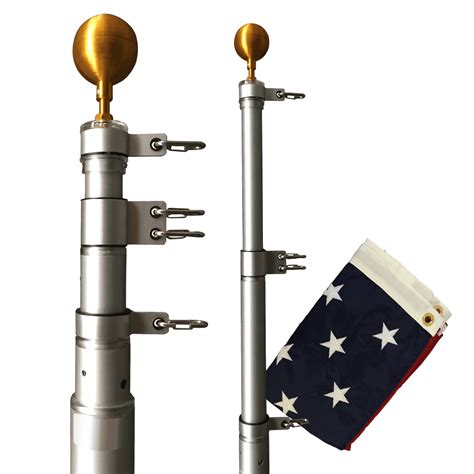 Heavy Duty Telescoping Flagpole 20' Silver - FlagpoleWarehouse.com