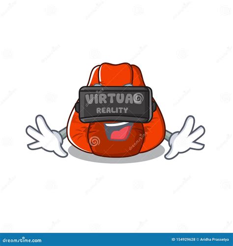 Virtual Reality Cartoon Bean Bag Chair in Yard Stock Vector ...