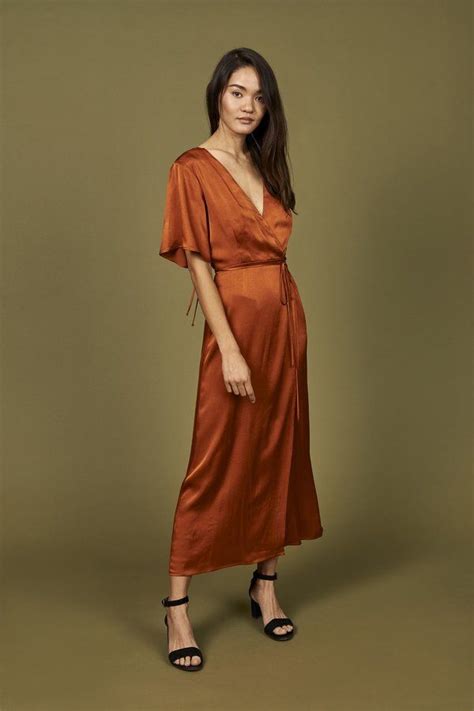 Whimsy + Row Lola Wrap Dress - Rust Wedding Guest Outfit, Wedding ...