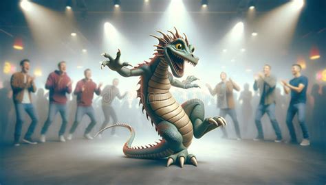 Funny Dragon Dance in the Nightclub Party, People Around it Stock Illustration - Illustration of ...