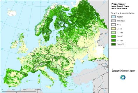 Forest cover map by European Environment Agency