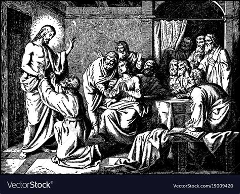 Jesus appears to eleven of the disciples vintage Vector Image