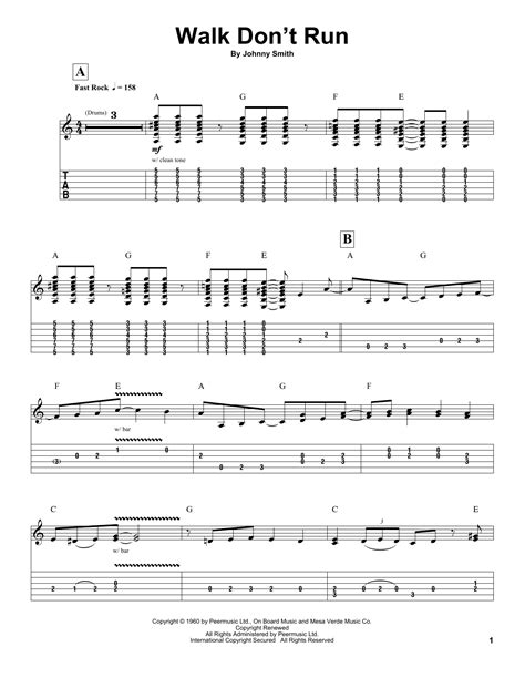 Walk Don't Run Guitar Tab by The Ventures (Guitar Tab – 28451)