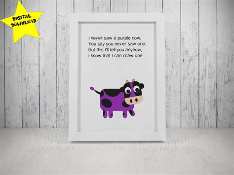 Purple Cow Poem Printable Wall Art Poetry Print - Etsy