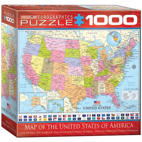 Map of the United States of America 1000 Piece Puzzle Jigsaw Puzzle ...