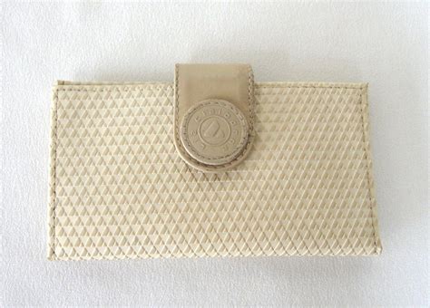 Liz Claiborne Designer Wallet Tan Beige Leather Trim Vintage