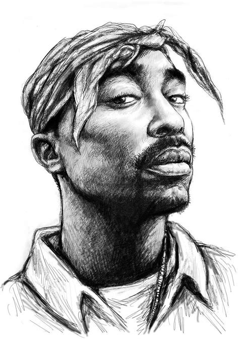 Tupac Shakur Art Drawing Sketch Portrait Painting by Kim Wang