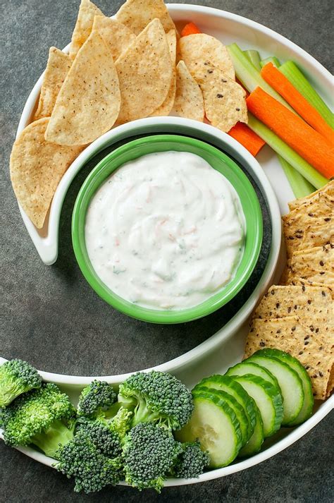 Healthy Garden Veggie Dip Recipe - Peas and Crayons