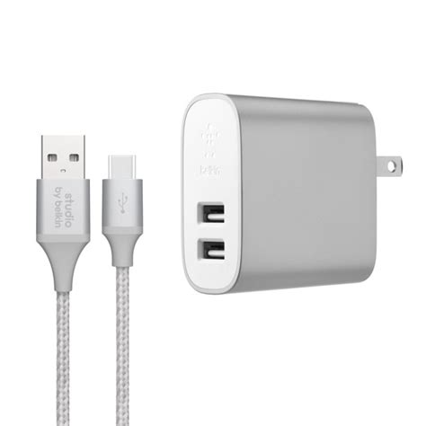 Studio by Belkin USB-C to USB-A Wall Charger | Charger + Cable | Silver ...