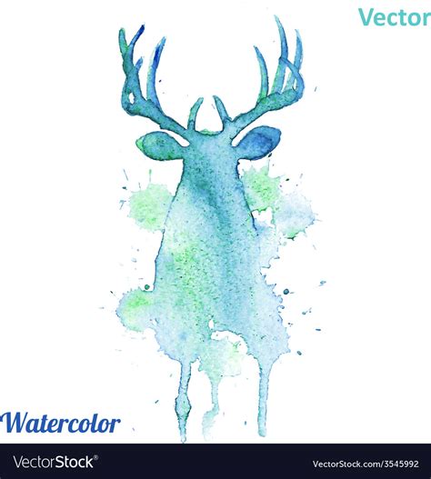 Watercolor deer head on the white background Vector Image