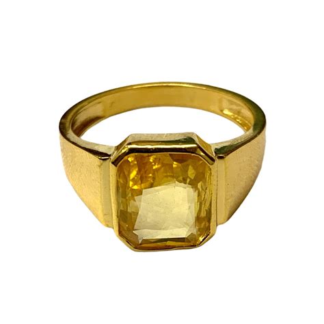 Premium Quality Ceylon Yellow Sapphire Ring in 22k Solid Gold - Gleam ...