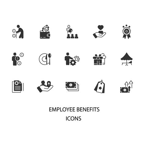 employee benefits icons set . employee benefits pack symbol vector ...