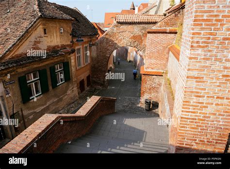 The Stairs Passage (Pasajul Scărilor) in Sibiu Old Town, Sibiu, Romania Stock Photo - Alamy