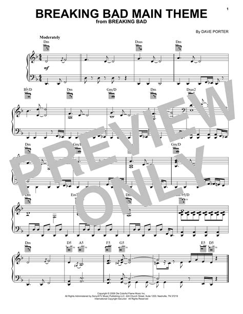 Dave Porter "Breaking Bad Main Theme" Sheet Music PDF Notes, Chords | Film/TV Score Piano Solo ...