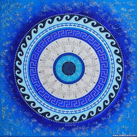 Evil Eye Greek Mandala 60x60 cm . Matiasma evil eye or matia μάτι ματάκι eye Mandala. Dot Art ...