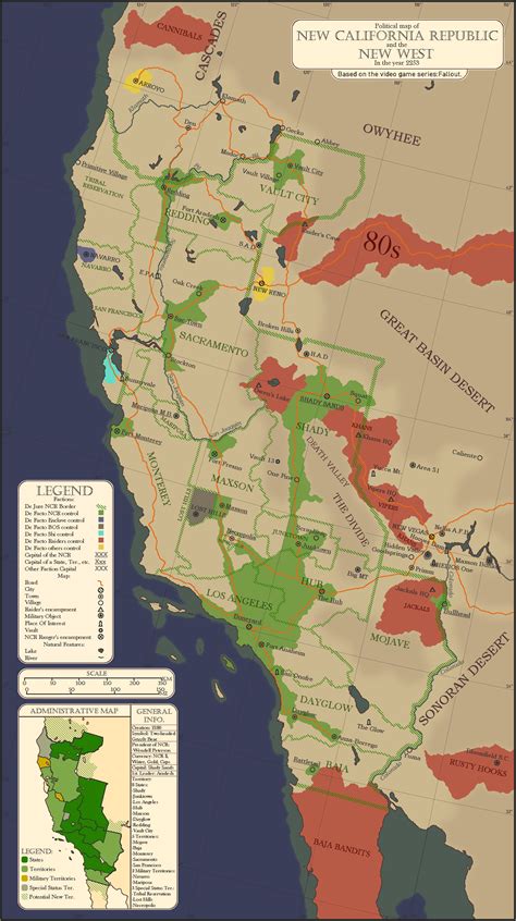 Map of the New California Republic in 2253 : r/falloutnewvegas