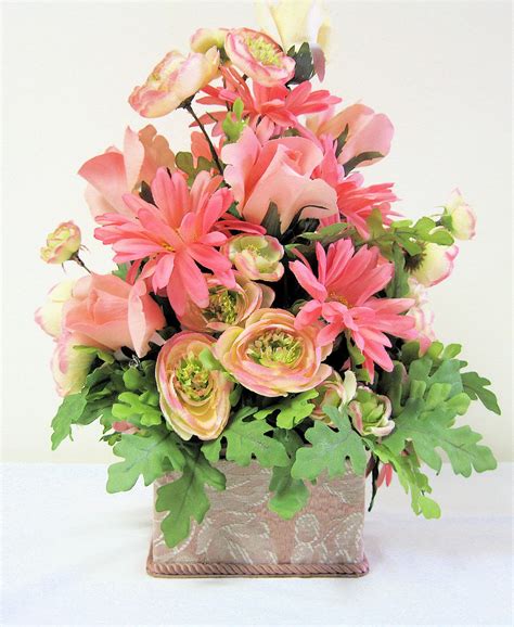 Victorian Silk Floral Arrangement Large Pink and Lime Green