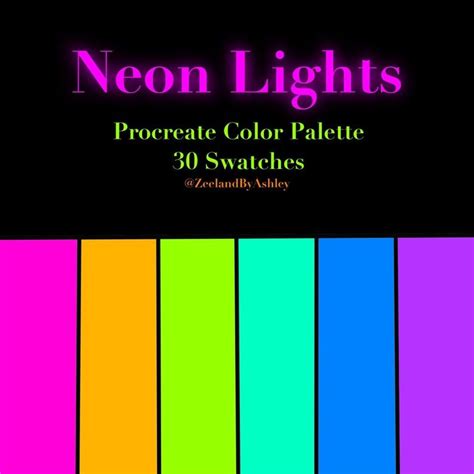 Neon Procreate Color Palette, 30 Swatches, Instant Download - Etsy | Color palette bright, Color ...