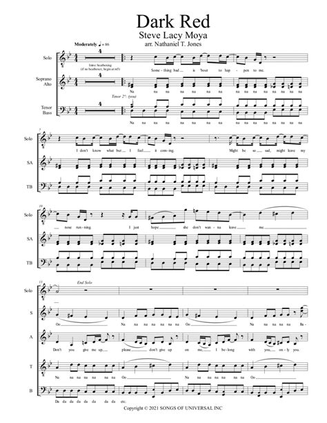 Dark Red By Steve Lacy Moya - Digital Sheet Music For Octavo - Download & Print A0.1097220 ...