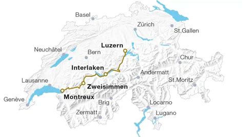 Panoramic Golden Pass Train Route through Switzerland