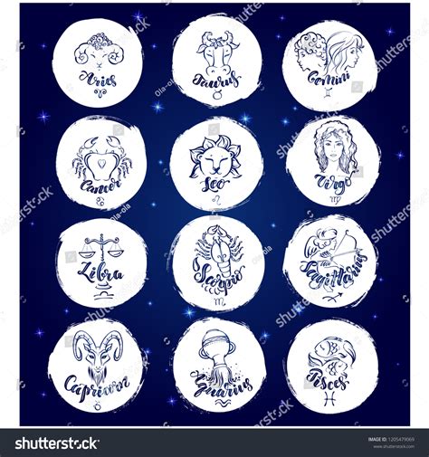Set Round Zodiac Signs Vector Illustration Stock Vector (Royalty Free) 1205479069 | Shutterstock
