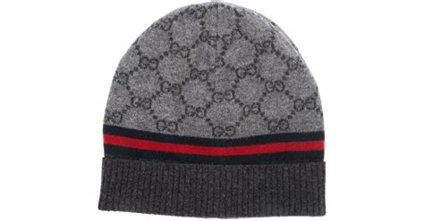 Gucci Monogram Beanie Hat in Gray | Lyst