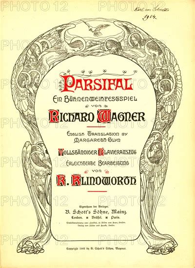 Cover of the vocal score of opera Parsifal by Richard Wagner, 1902. - Photo12-Heritage Images ...