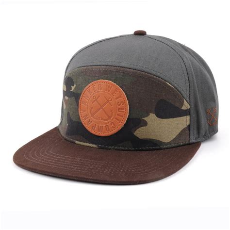 special 6 panels camo leather patch snapback hats